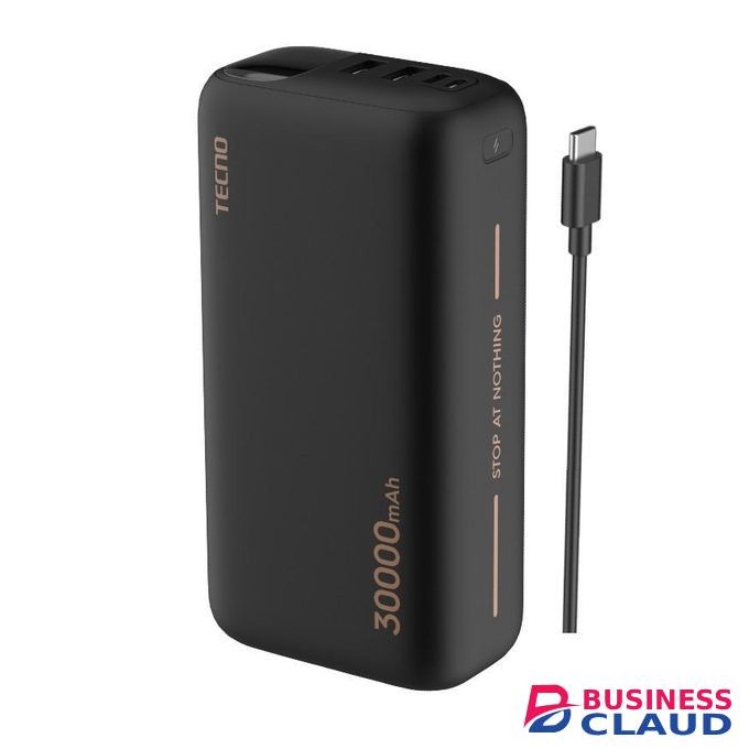 Tecno 3 Way High-Speed Charging 30000mAh Multi-Protection Power Bank - Black