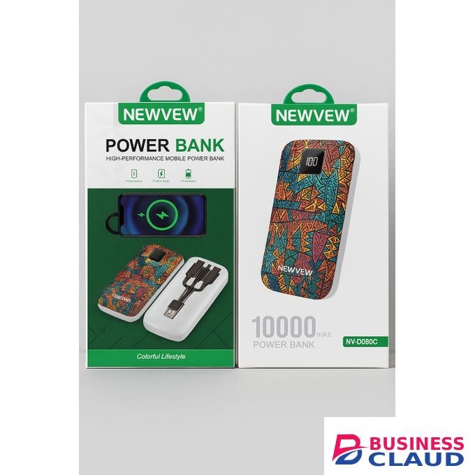 Newview 10000mAh Power Bank With Built-In Cables