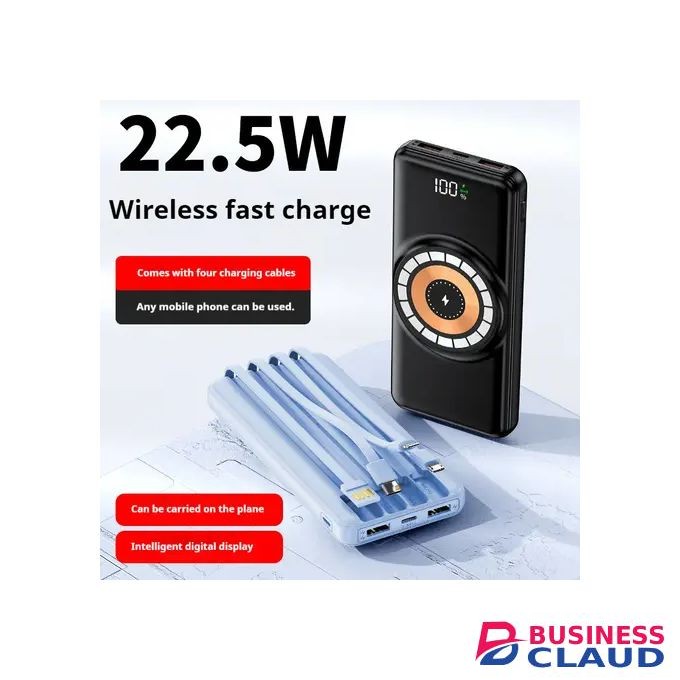 Wireless Powerbank 30000mAh Fast charging powerbank high capacity powerbank with own inbuilt charging cables for iphone and type C as well as universal USB charging ports