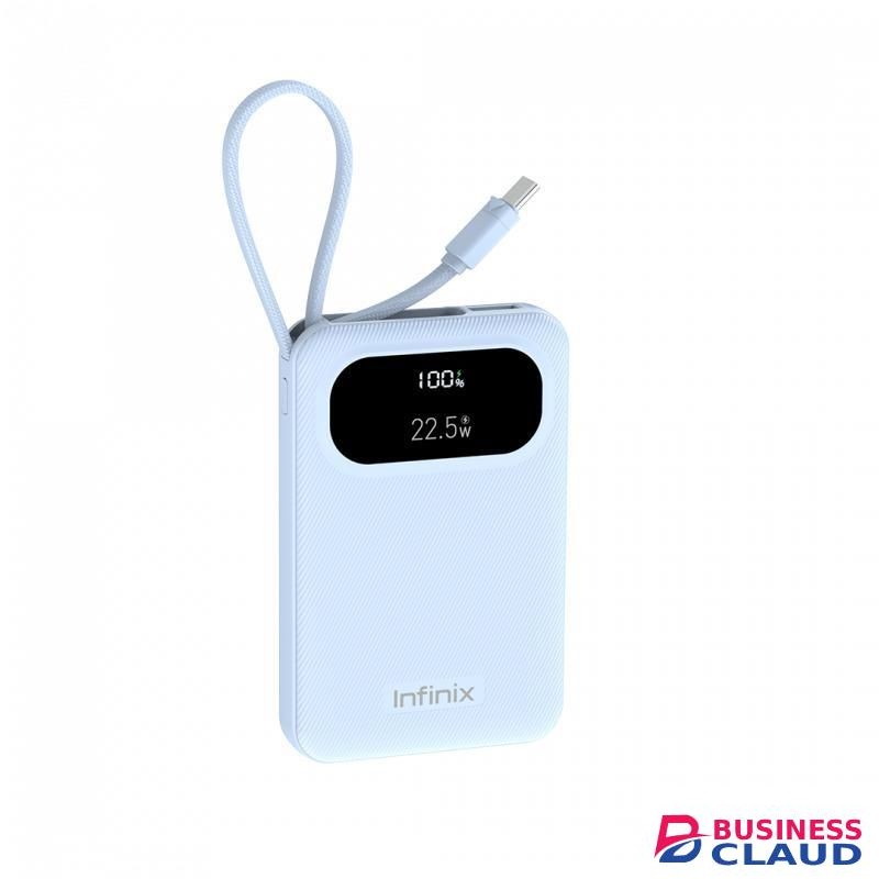 Infinix XPOWER 10 Pro, 10,000mAh, Attached type C Braided cable, 22.5W, Top Quality - Blue