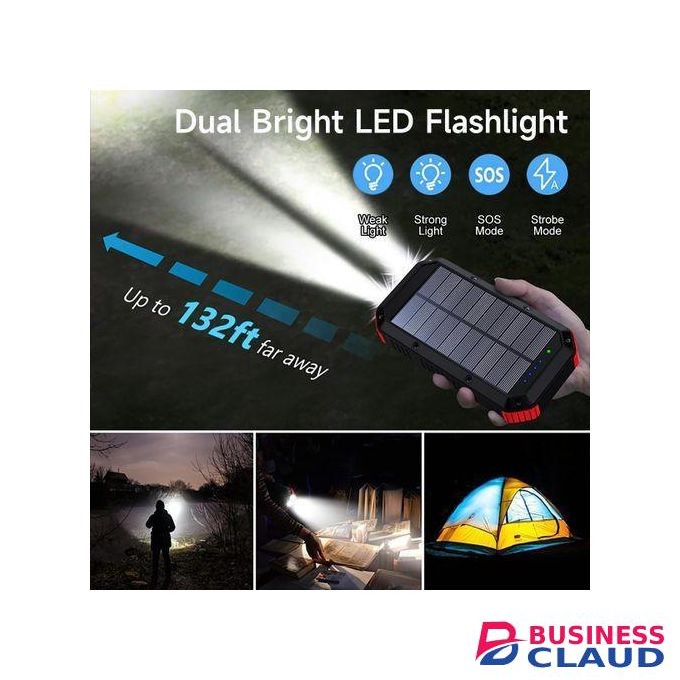 Eshiny Rugged Solar Powerbank 30,000 mAh with 4 Outputs