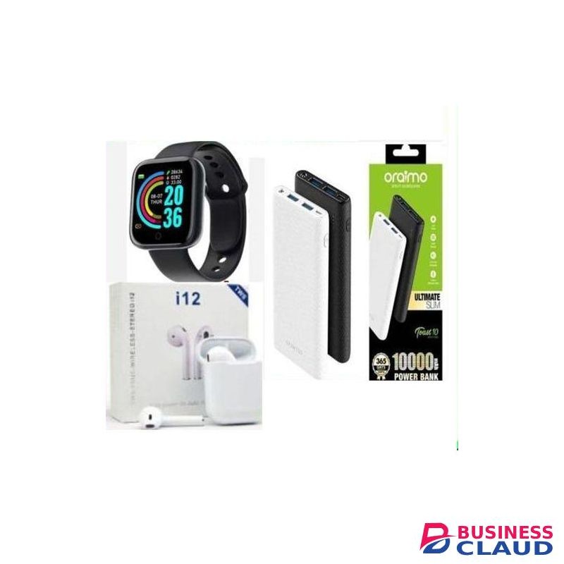 Oraimo Powerbank 10000Mah Black + Airpods + Smart Watch