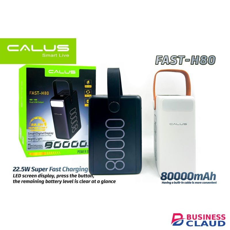 CALUS power bank (FAST-H80 ) 80000 m ah,22.5W super fast charging , led display.