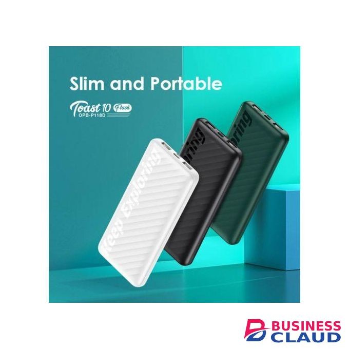 Oraimo Toast 10 Flash 10,000mAh 2.4A Max Fast Charging Sleek Power Bank