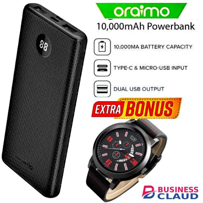 Oraimo Powerbank 10000mAh & Quartz Watch