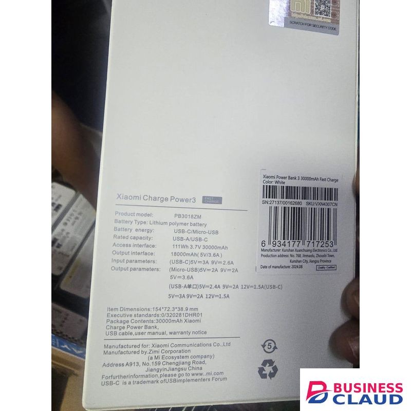 Mi Xiaomi 30000mAh Power Bank with Type-C Input & Output