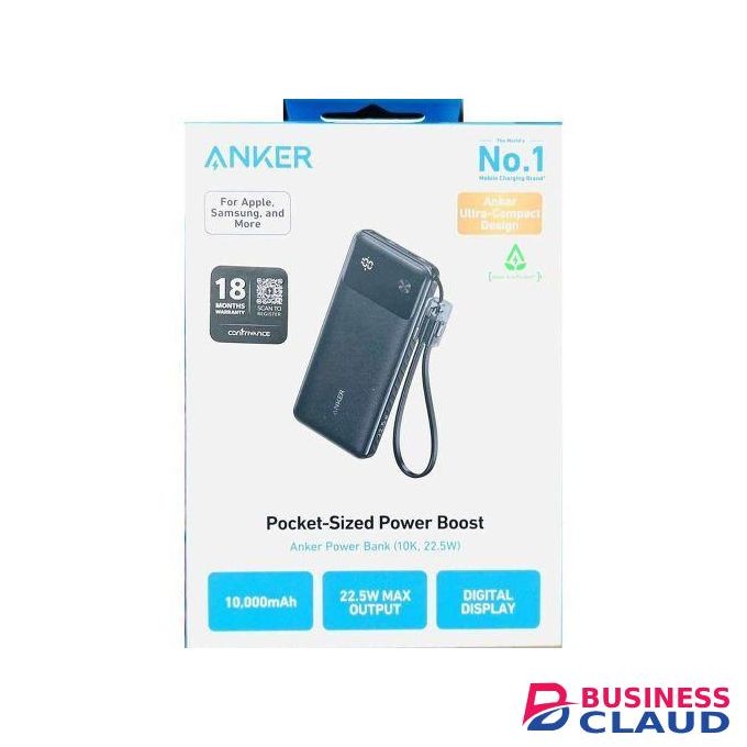 Anker Power Bank with Built-in USB-C Cable and Lanyard 10000mAh 22.5W