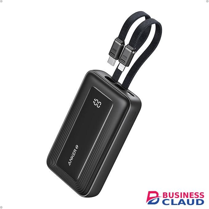 Anker Zolo Power Bank 10,000mAh With 30W, Built-In USB-C And MFi Lightning Cable - Black