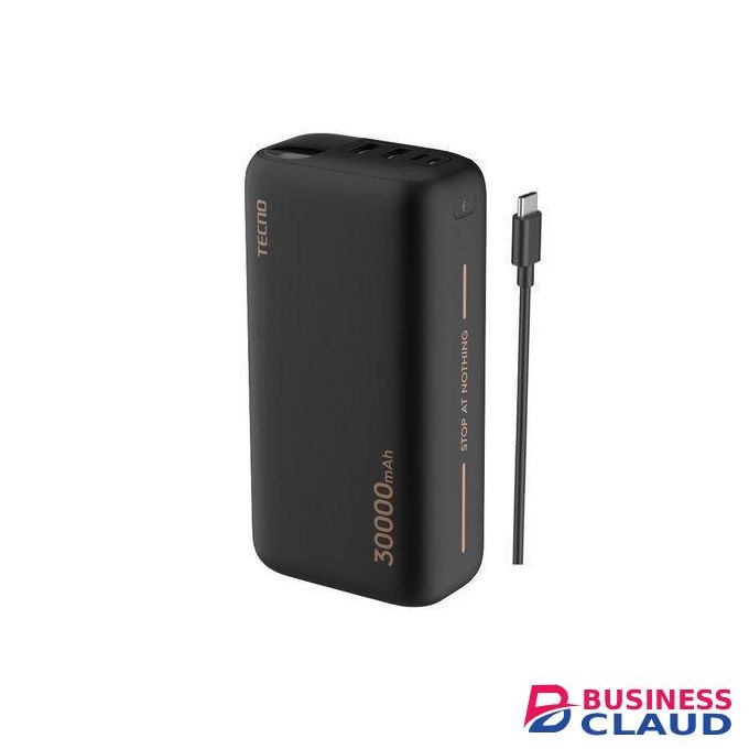 Tecno 3 Way High Speed Charging 30000 mAh Multi Protection Power Bank Black