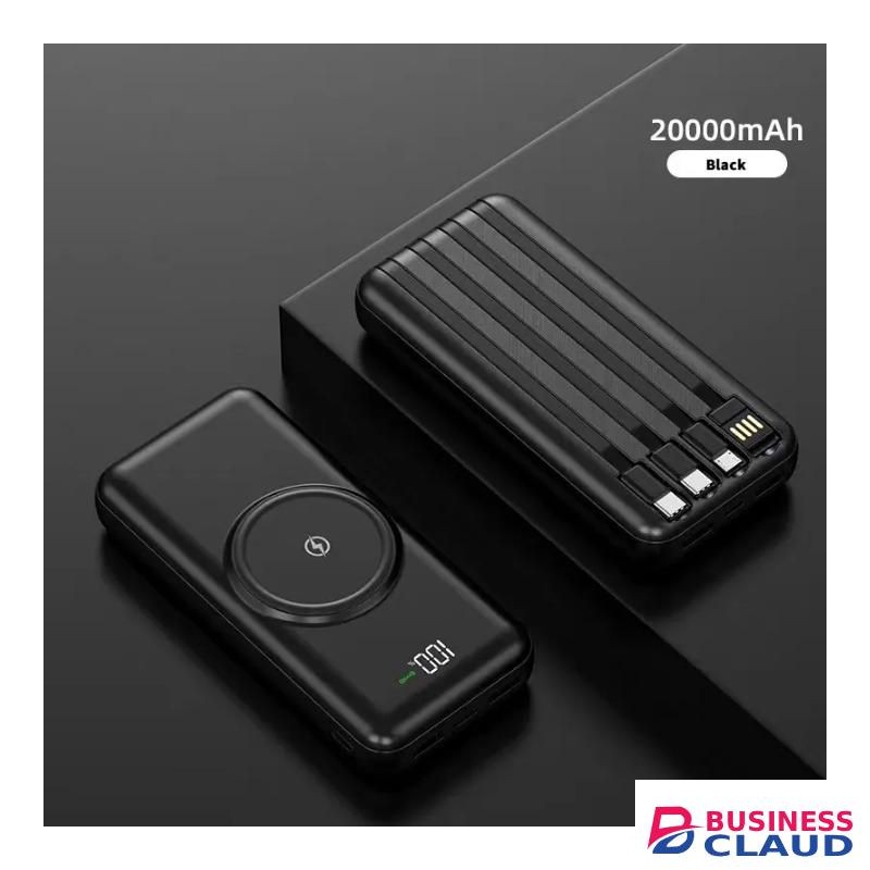 30,000mAh fast charging power bank wireless charging powerbank high capacity powerbank with 4 inbuilt charging cables