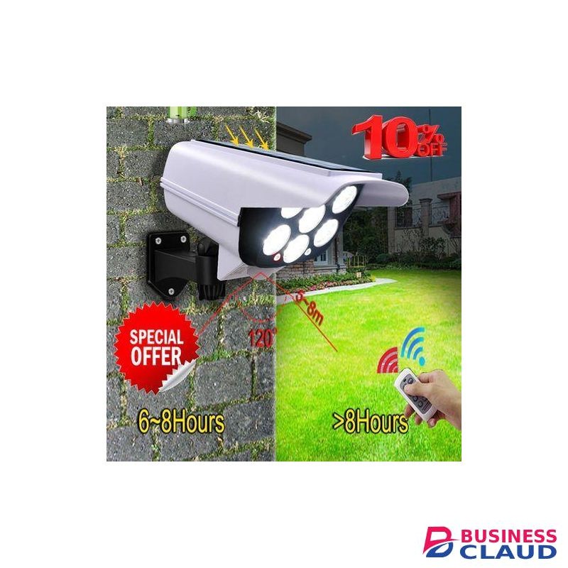 Inbuilt Large capacity Rechargeable Batteries Motion Sensor Dummy Fake CCTV Camera Outdoor Security Solar Light