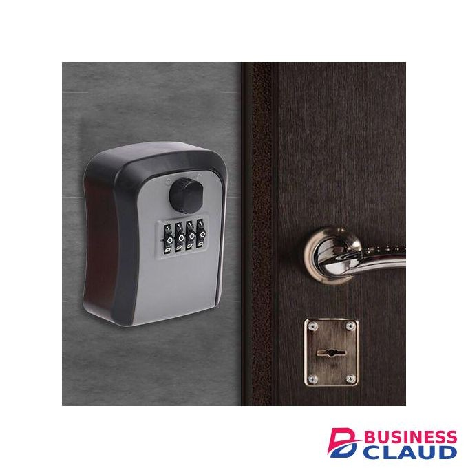 Anti Theft Waterproof Key Lock box - 4 Digit Password Security Combination - Rustproof Outdoor Wall Mount Safe Lockbox - Grey