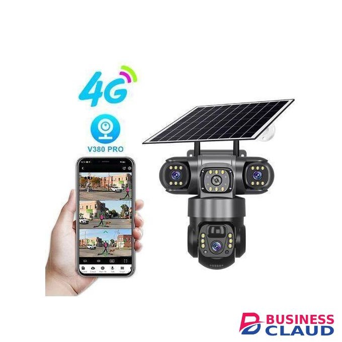 Solar Light 6MP 4G 3-Lens 3-Screens Solar Camera Ptz Battery Two-way Voice Sim Camera 3-Lens