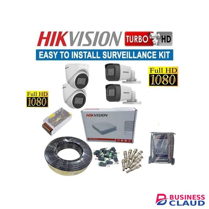 HIK Vision 4 Easy-to-Install Full HD 1080P 2MP Complete CCTV Cameras Security Surveillance System Kit