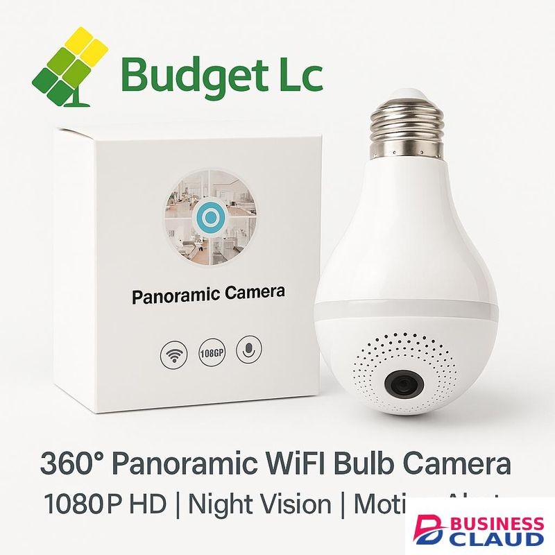360° Panoramic WiFi Bulb Camera 1080P HD, Night Vision, Motion Alert, E27