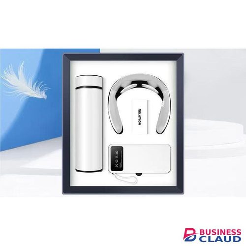 3 in 1 Business Gift Set – 10000mAh Power Bank + Vacuum Flask with Digital Lid + Neck Massager – Ideal Corporate, Valentine’s & Birthday Gift