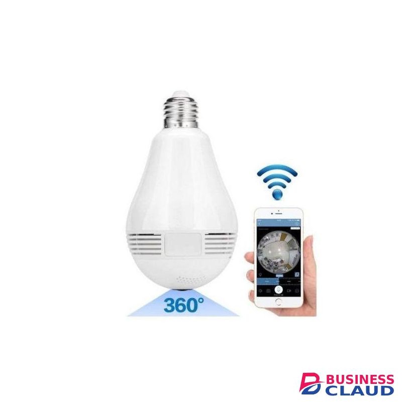 Panorama Nanny Camera , Panoramic 1080P 360 Degree Night Vision Wifi Light Bulb Camera