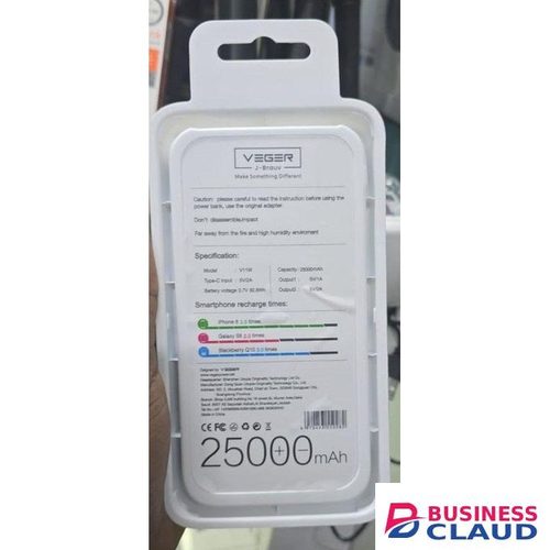 VEGER 25000mAh Fast Charge Bank – Ultra Slim with Dual Ports