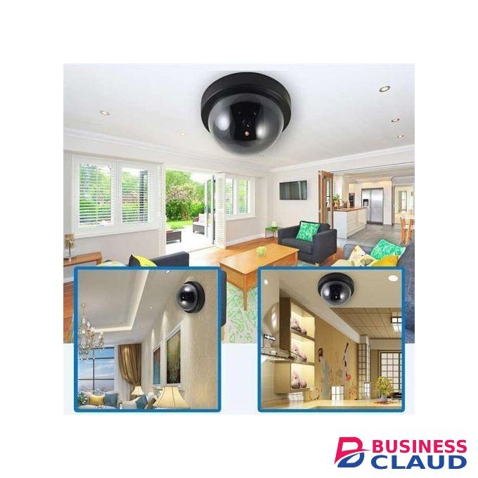 2-Pack Dummy Dome CCTV Cameras – Realistic Look, Flashing LED, Indoor/Outdoor Deterrent