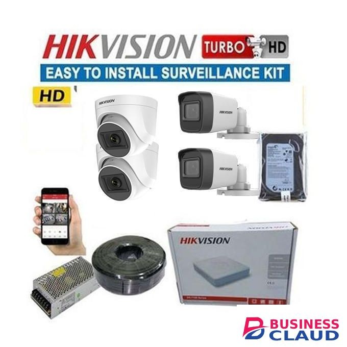 Hikvision 4 Full HD 1080P 2MP CCTV Cameras Complete System Kit -500GB Hard disk + 4 Channel DVR Machine