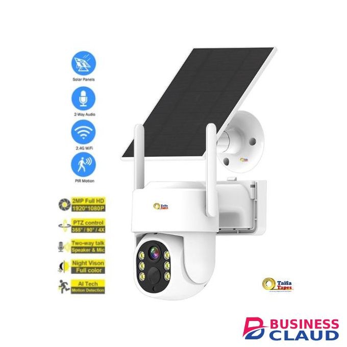 Solar Powered AI Security Camera – 1080P Full HD, 360° Rotating, Infrared Night Vision, AI Motion Detection & Two-Way Talk - Wireless WiFi Solar CCTV Security Surveillance Cameras