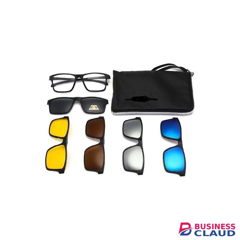 5 in 1 Clip on Sunglasses Polarized Magnetic Day And Night Vision Driving Glasses