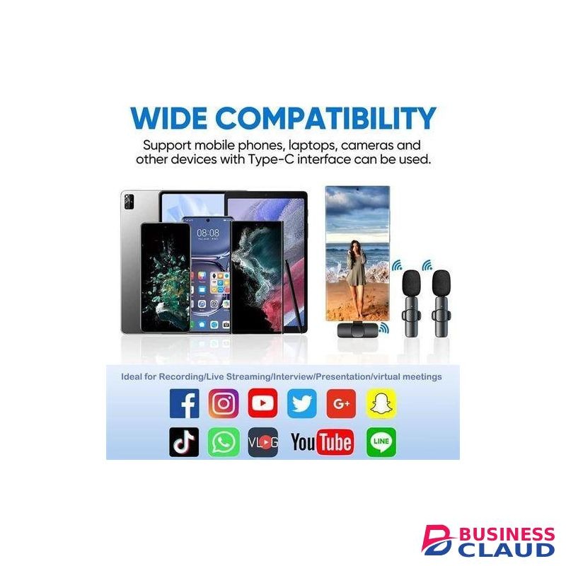 Wireless Dual Clip-On Microphone Set ✅ Noise Reduction ✅ Lightning & Type-C Receivers ✅ For Android, iPhone, Laptop, Tablet