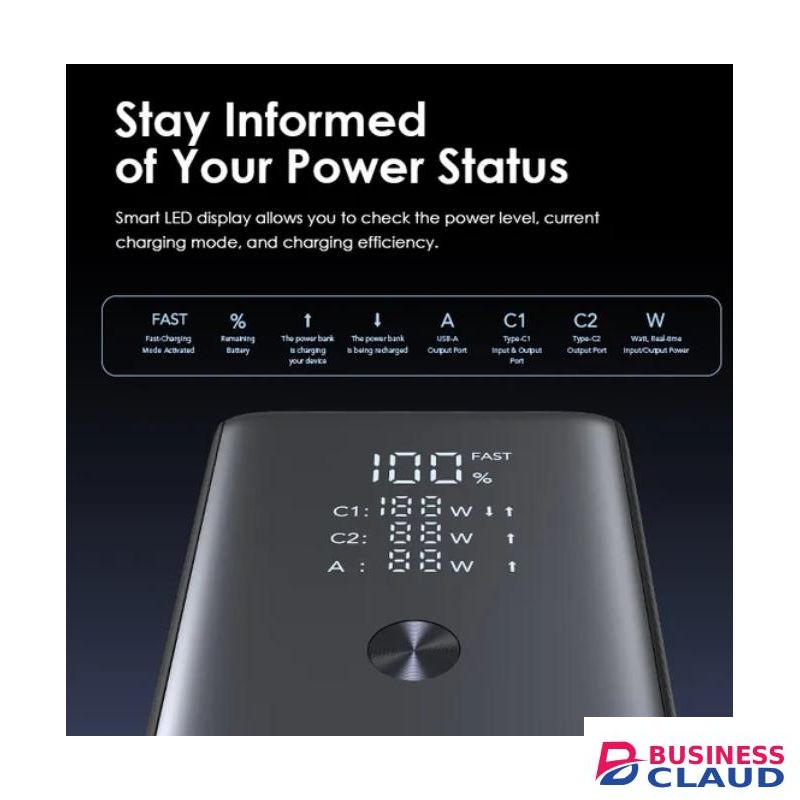 Oraimo PowerJet 130 27,600mAh High-Power Bank, 130W Fast Charging, Triple Outputs, LED Display