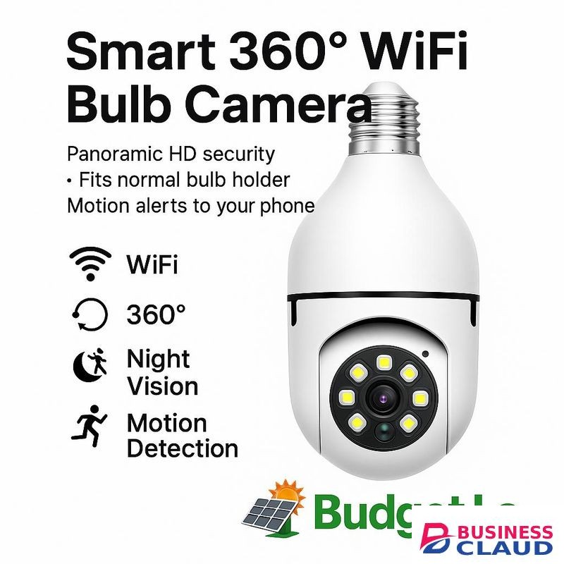 Smart 360° WiFi Bulb CCTV Camera with E27 Screw, Motion Detection, Night Vision