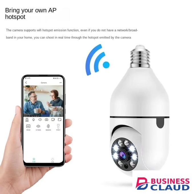 1080P CCTV CAMERA 360° PANORAMIC BULB CCTV WiFi IP PTZ PAN & TILT ROTATING CAMERA MOTION TRACKING,