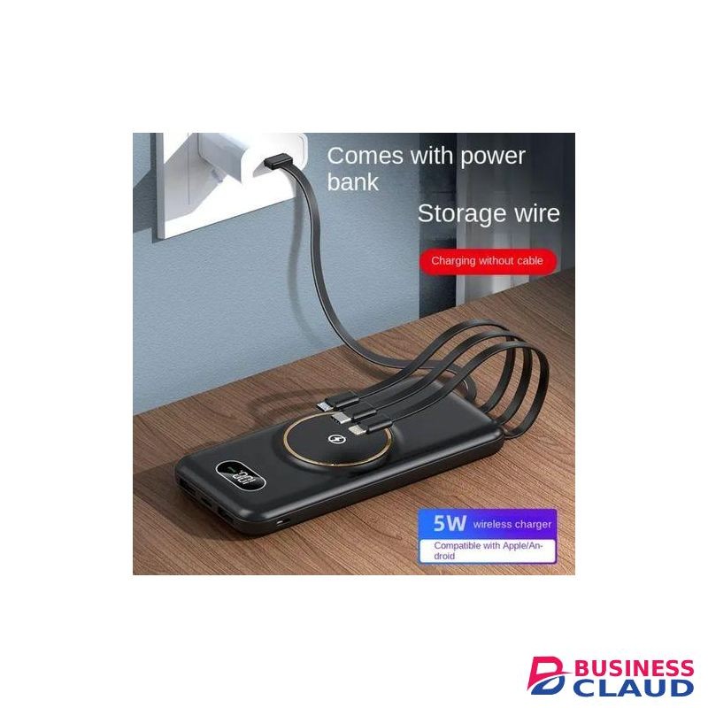 20000mAh Wireless Charger Power Bank WITH 4 CABLES MAGSAFE COMPATIBLE LED DISPLAY - BLACK