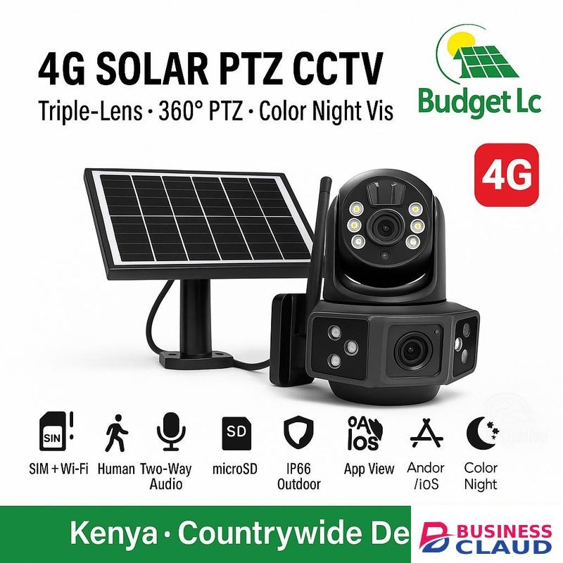4G Solar PTZ Dual Lens CCTV Camera Triple-Screens, 360° Color Night Vision, SIM Card