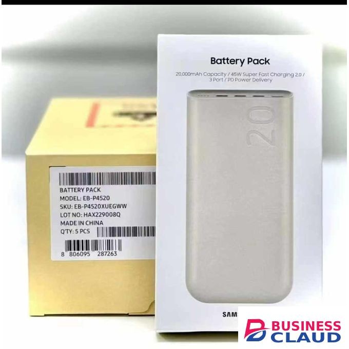 Samsung 20,000 mAh USB C 45W PD superfast charging Power Bank 20000mah WITH USB C - C CABLE battery pack