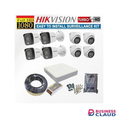 Hikvision 8 HD 1080P 2MP 24/7 Full Time Colored CCTV Cameras Complete System Kit