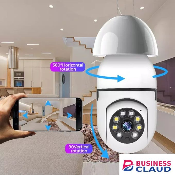 WIFI CCTV CAMERA BULB 360° PANORAMIC PTZ E27 BULB CCTV WiFi IP SECURITY HD CAMERA WITH MOTION TRACKING,HD VOICE AND VIDEO RECORDING,2 WAY COMMUNICATION,EASY INSTALLATION