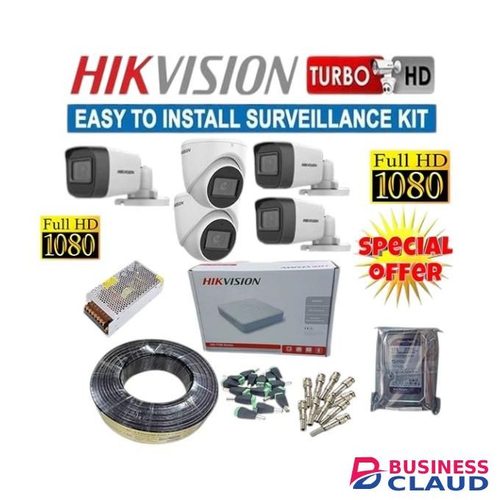 Hikvision 5 Turbo HD 2MP CCTV Cameras Complete System Kit With ( 8 Channel DVR+500GB HDD+50M RG59 Cable)