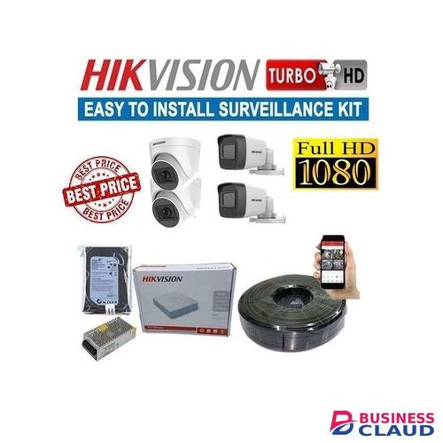 Hikvision 4 Turbo HD Bullet & Dome 2mp CCTV Cameras Full System Kit With 8 Channel DVR Machine & 50M RG59 Cable