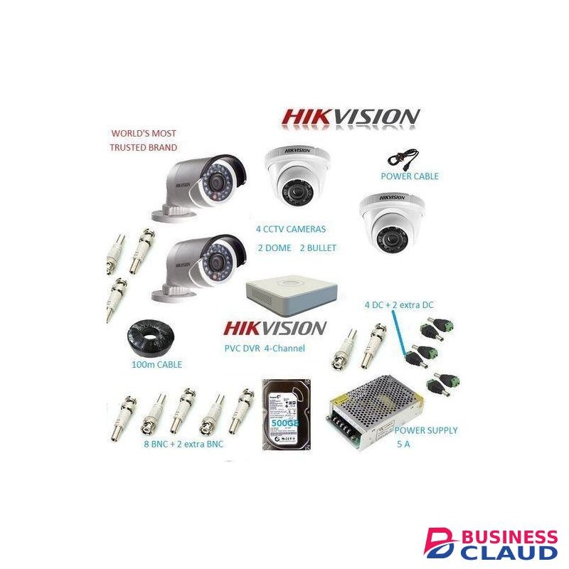 Hikvision 4 CCTV CAMERA FULL PACKAGE 1.3 MP With Night Vision