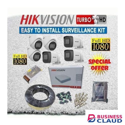 Hikvision Full Channel 6 Full HD 1080P 2MP CCTV Cameras Easy Installation Full Installation System Kit- With 8 Channel DVR+ 100M RG59 Cable
