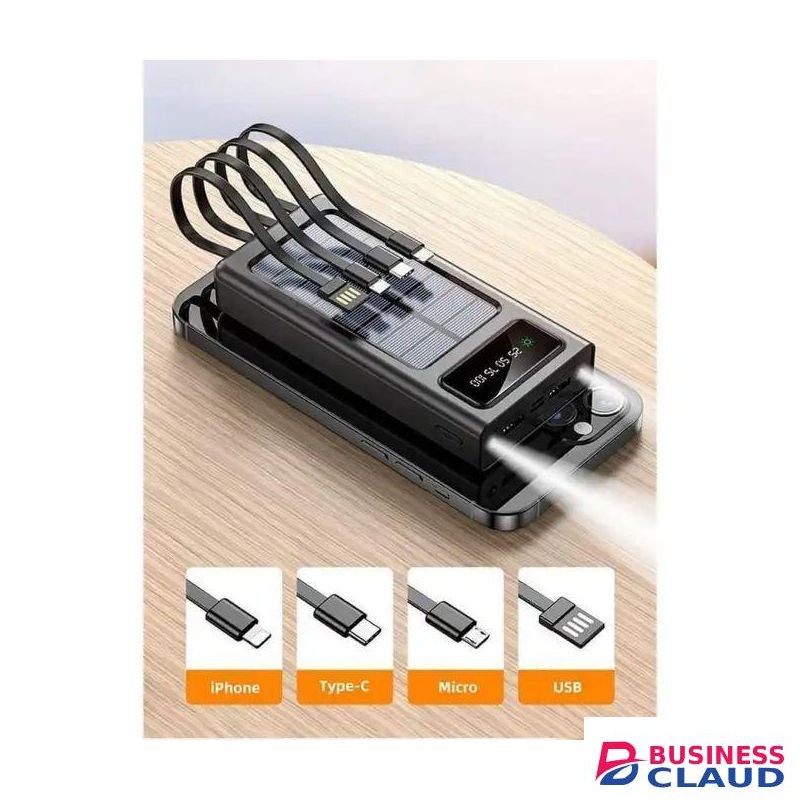 EXCELLENT Offer 20000 Mah Super Fast powerbank With 4 Cables LED Big Light for USB, Iphone,Type C and Normal Charge phone