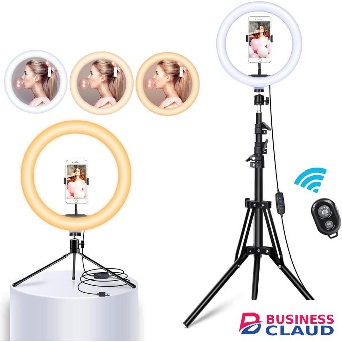 LED Circle Ring Light Studio Photo Selfie Makeup Camera Ring Fill Light 10 Inch with Foldable Tripod Stand