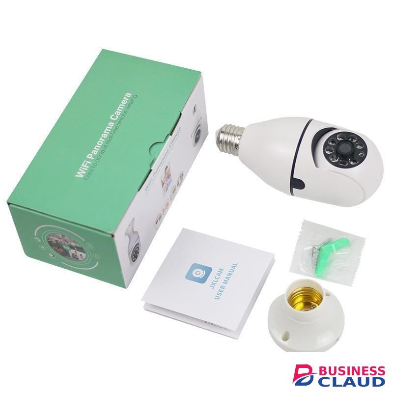 Wireless Light Bulb Security Camera with E27 Light Connector, Motion Auto Tracking, 2 Way Audio, Spotlight Night Vision, Free APP, WiFi Screw-in CCTV Camera,
