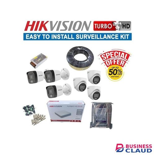 Hikvision 6 1080P Full HD 2MP Good Quality Hybrid CCTV Cameras with Audio ce Recording Capabilities Complete System Kit