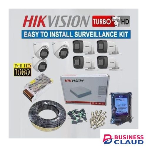 Hikvision All Day And Event Recording Enhanced Video Quality 7 Full HD 1080P 2MP CCTV Cameras Full Installation System Kit