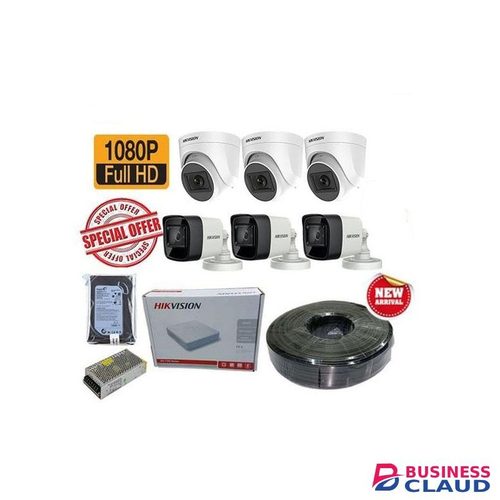Hikvision 6 Turbo HD 1080P Full HD CCTV Cameras Complete System Kit-1TB Hard Disk+100M RG59 Cable