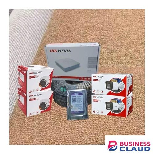 Hikvision 4 Remote Viewing 1080P HD 2MP Hybrid Full Colored Night Vision Sound Capturing CCTV Cameras Complete Package Kit