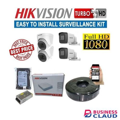 Hikvision High Quality 4 Turbo HD CCTV Cameras Full System Kit -With 8 Channel DVR Machine & 50M RG59 Cable