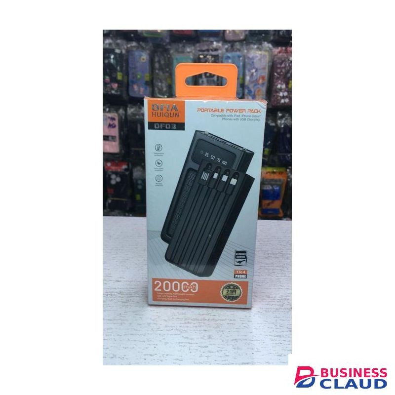 Ofia 20,000mAh Solar Powerbank With LED Torch LCD Display 4 Cables