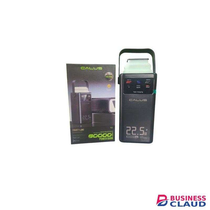 CALUS L-80 80000 capacity Power Bank – Multiple Ports, Built-In Cables & Retractable Camping Light