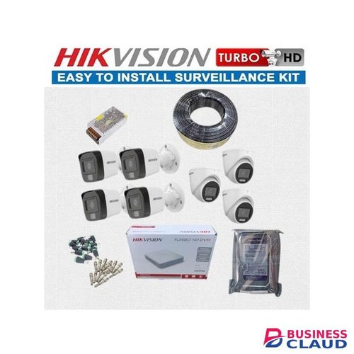 Hikvision 7 1080P Full HD 2MP 24/7 Full Time Colored Night Vision Hybrid CCTV Cameras Complete System Kit